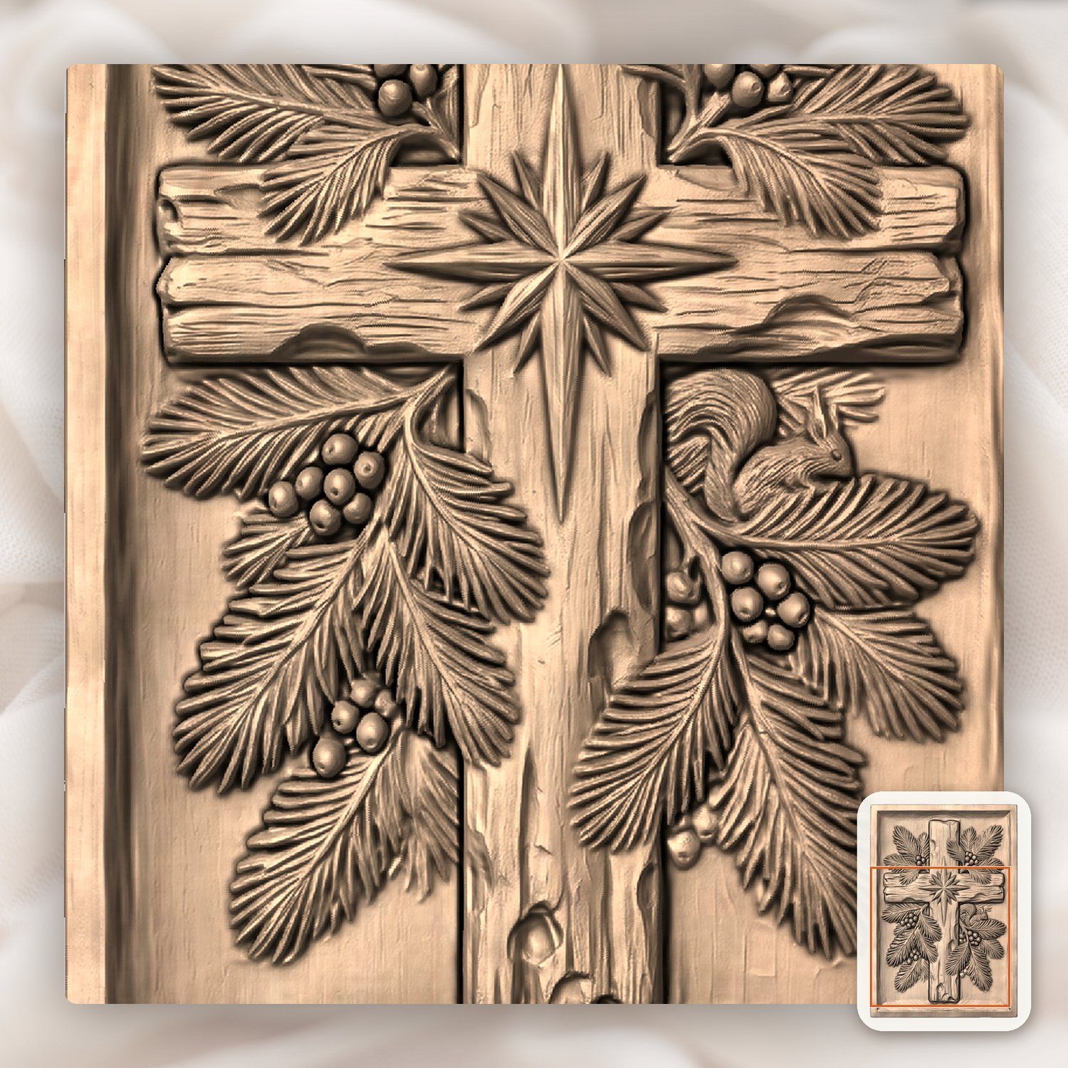 Weathered Cross Nativity Star CNC Relief STL bas-relief STL — view 6