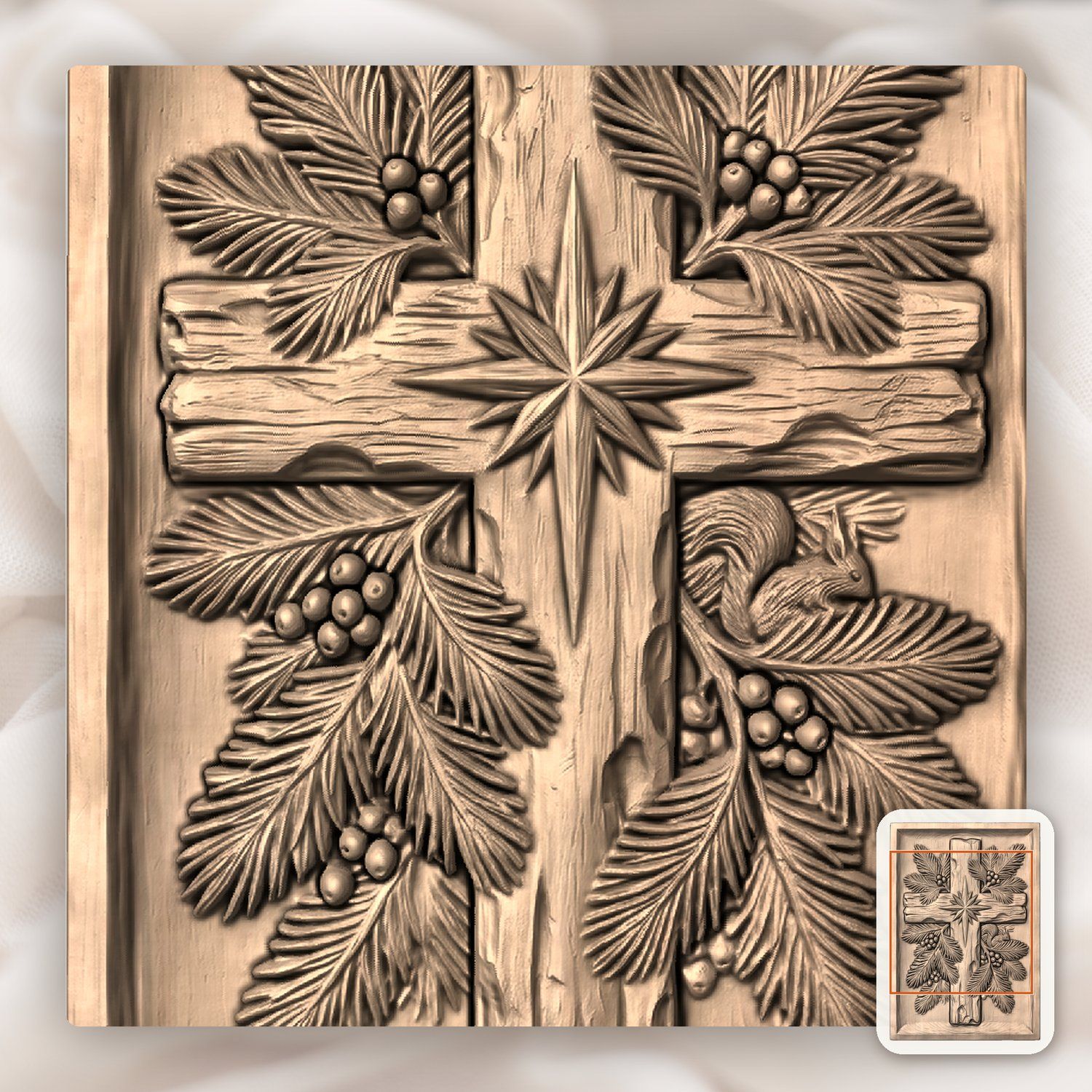 Weathered Cross Nativity Star CNC Relief STL bas-relief STL — view 7
