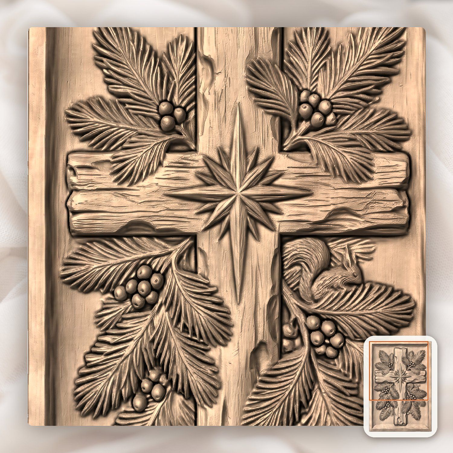 Weathered Cross Nativity Star CNC Relief STL bas-relief STL — view 8