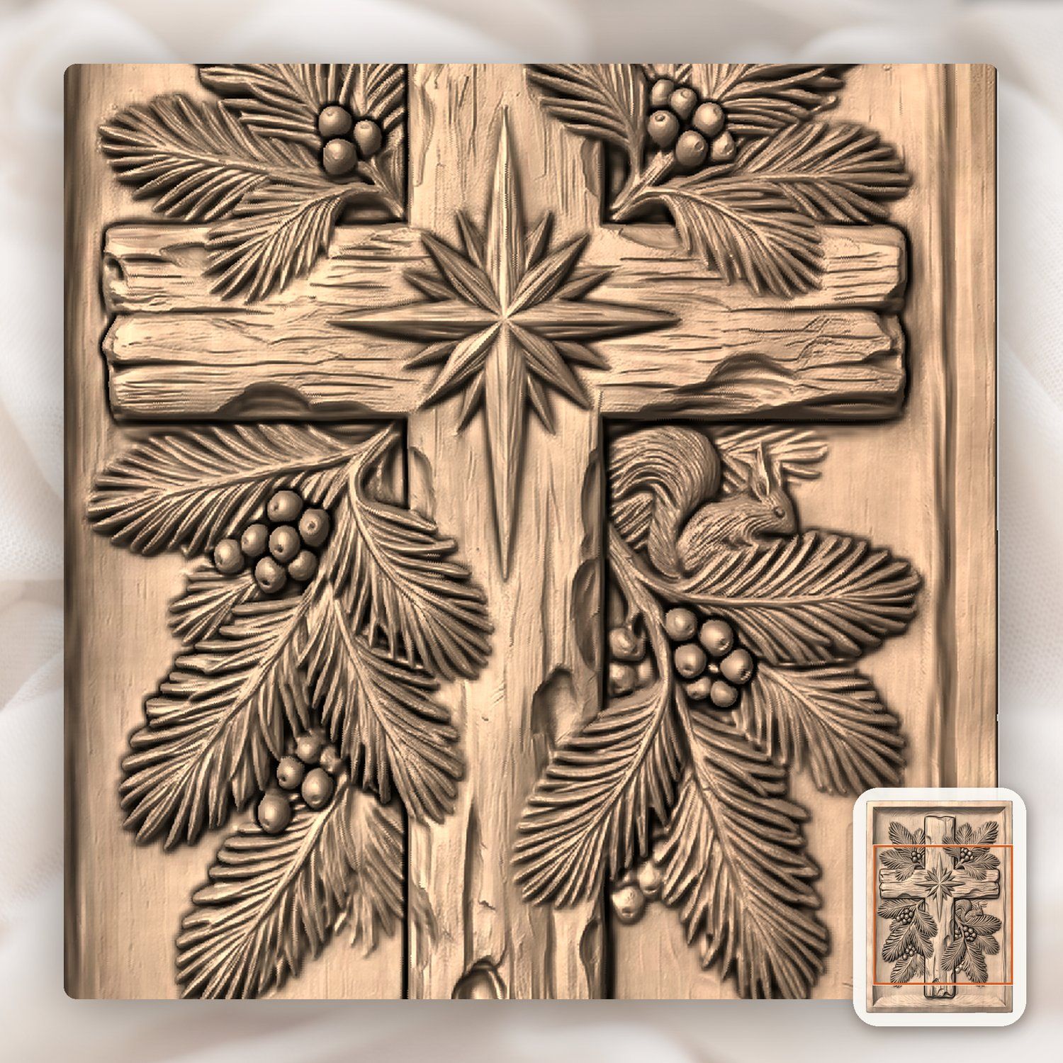 Weathered Cross Nativity Star CNC Relief STL bas-relief STL — view 9