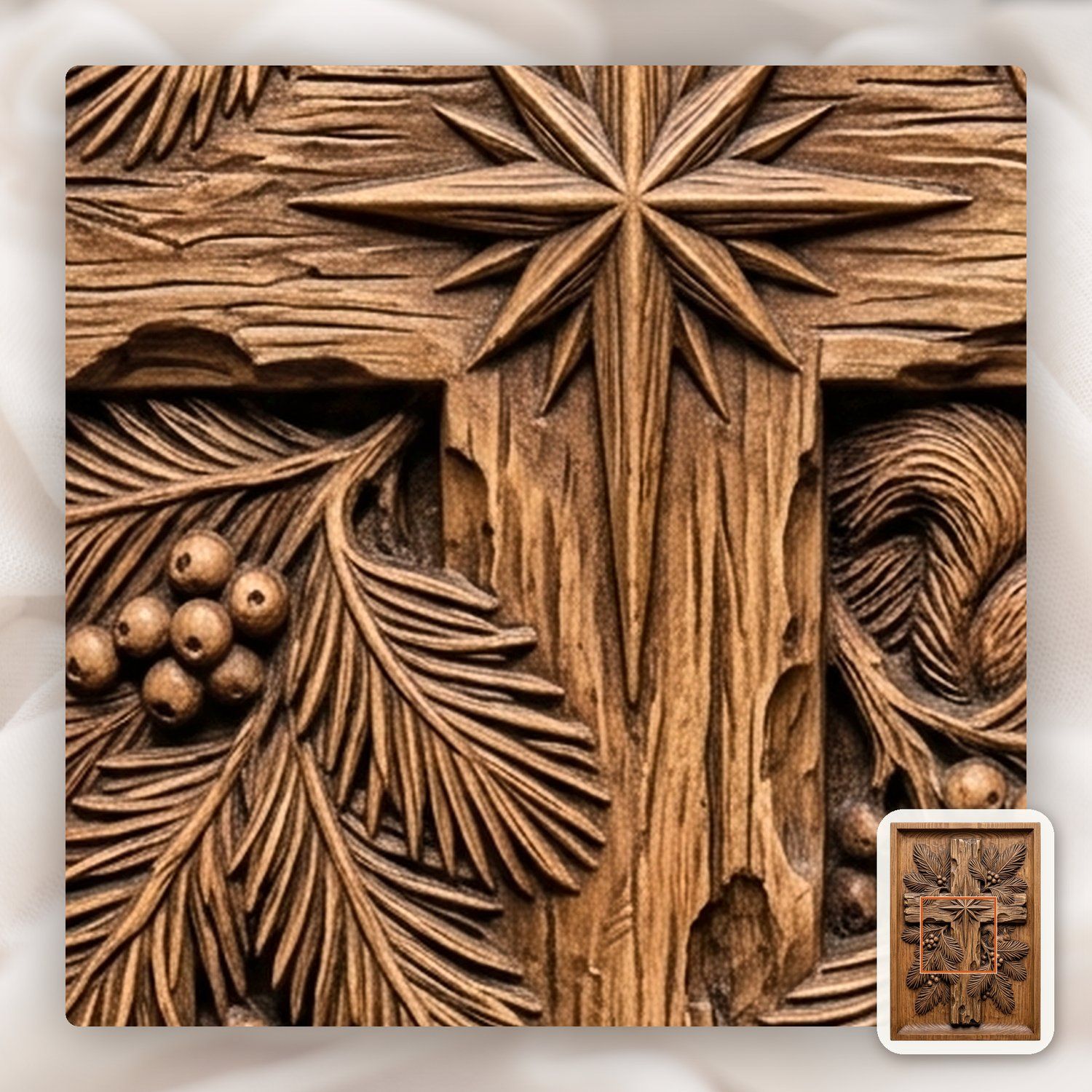 Weathered Cross Nativity Star CNC Relief STL bas-relief STL — view 10