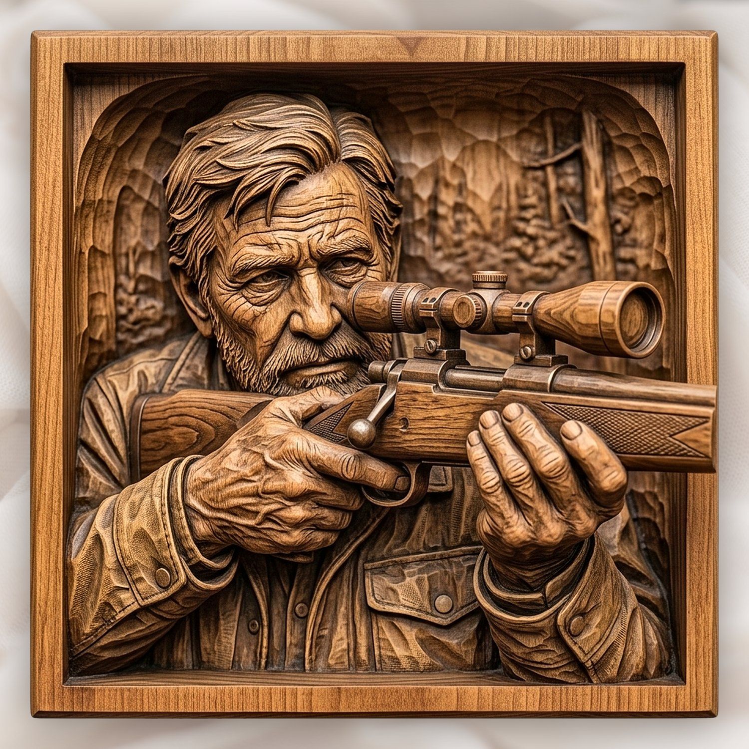 Weathered Hunter With Rifle CNC Relief STL bas-relief STL design