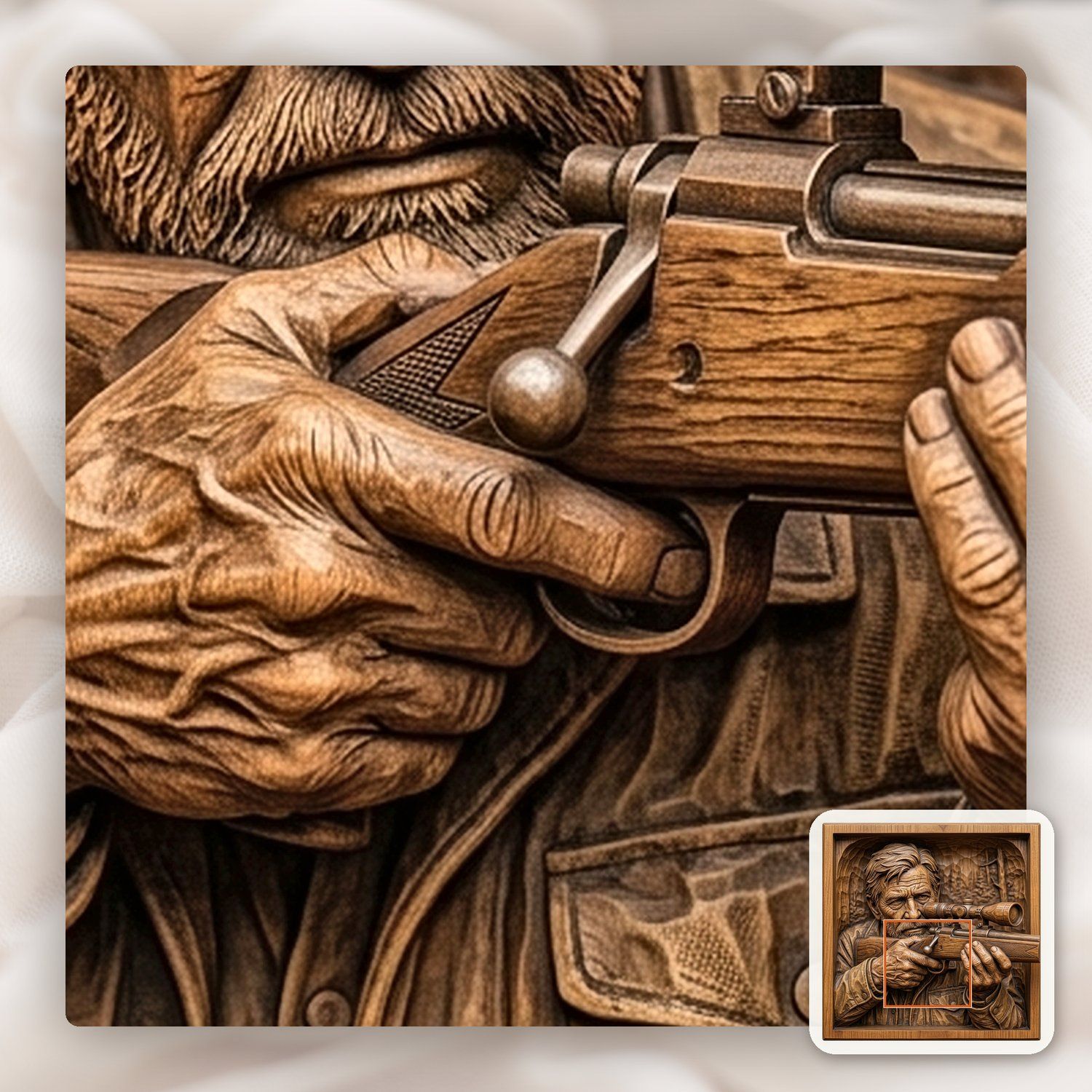Weathered Hunter With Rifle CNC Relief STL bas-relief STL — view 12