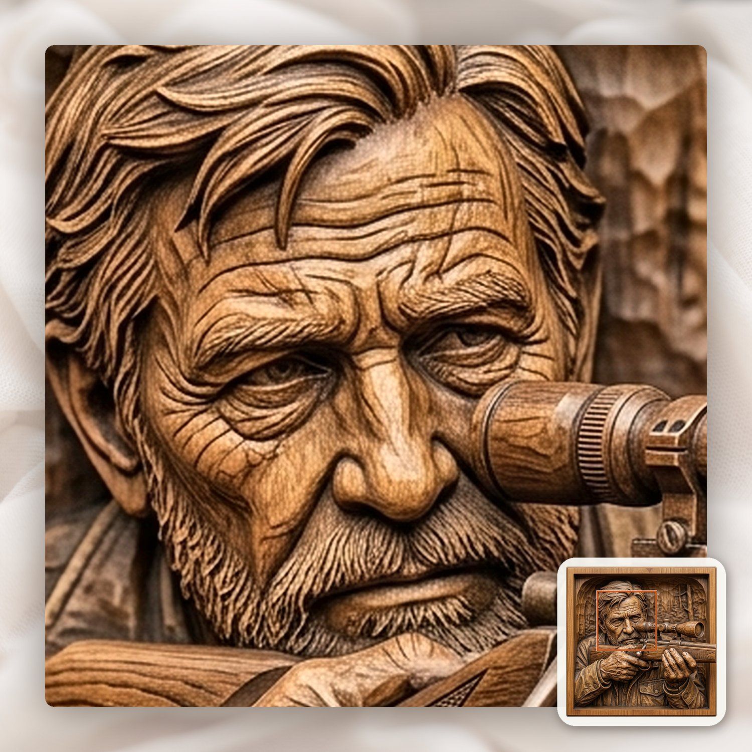 Weathered Hunter With Rifle CNC Relief STL bas-relief STL — view 11