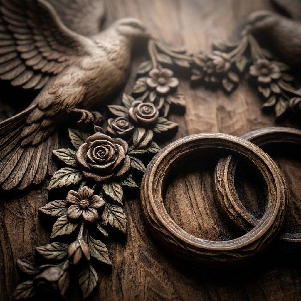 Wedding Anniversary Doves Wall Decor bas-relief STL — view 5