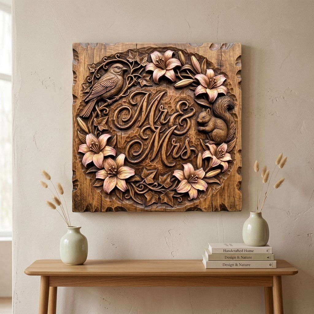 Wedding Anniversary Mr and Mrs Sign CNC Relief STL bas-relief STL — view 14