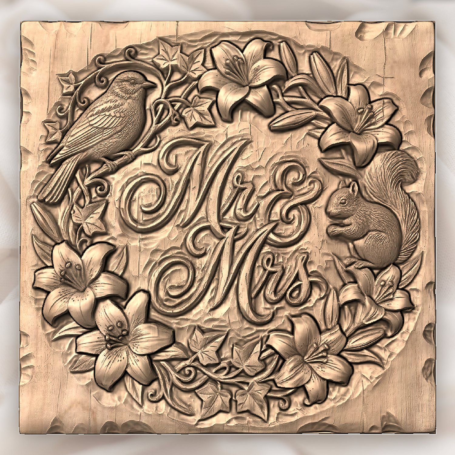 Wedding Anniversary Mr and Mrs Sign CNC Relief STL bas-relief STL — view 4
