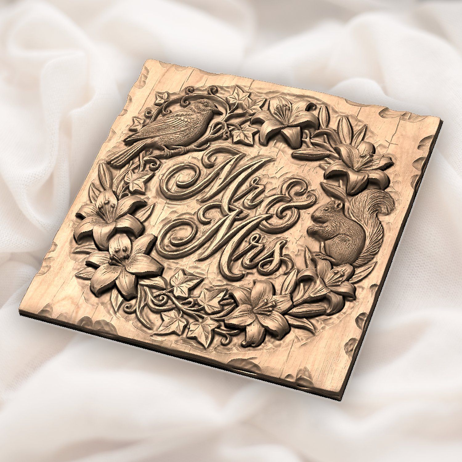 Wedding Anniversary Mr and Mrs Sign CNC Relief STL bas-relief STL — view 5