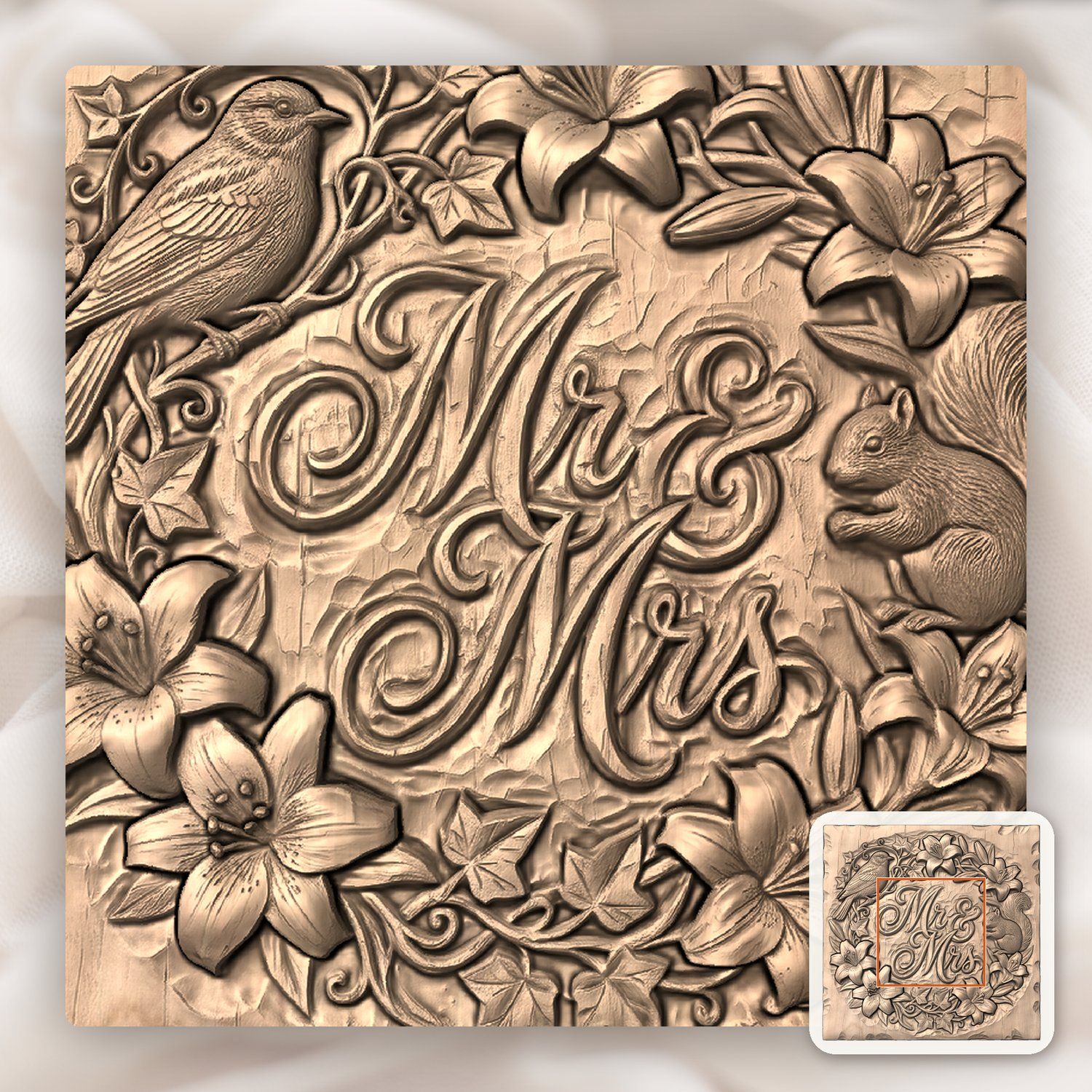 Wedding Anniversary Mr and Mrs Sign CNC Relief STL bas-relief STL — view 6