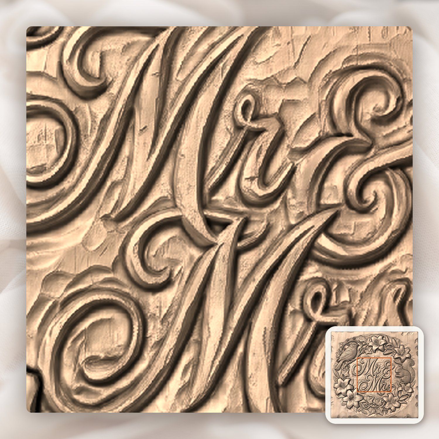 Wedding Anniversary Mr and Mrs Sign CNC Relief STL bas-relief STL — view 7