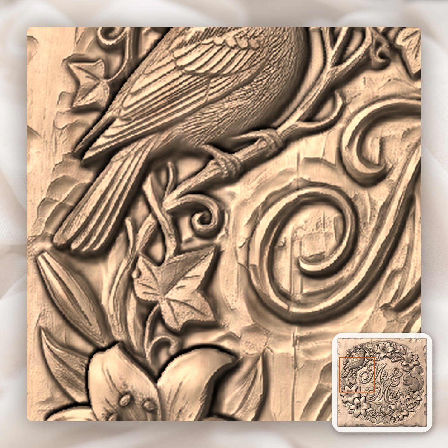 Wedding Anniversary Mr and Mrs Sign CNC Relief STL bas-relief STL — view 8