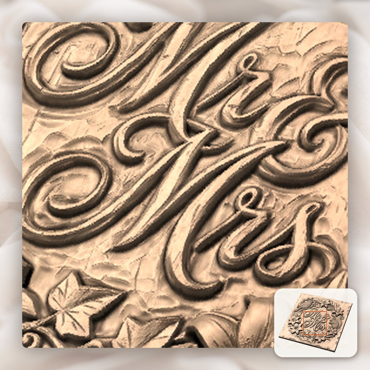 Wedding Anniversary Mr and Mrs Sign CNC Relief STL bas-relief STL — view 9