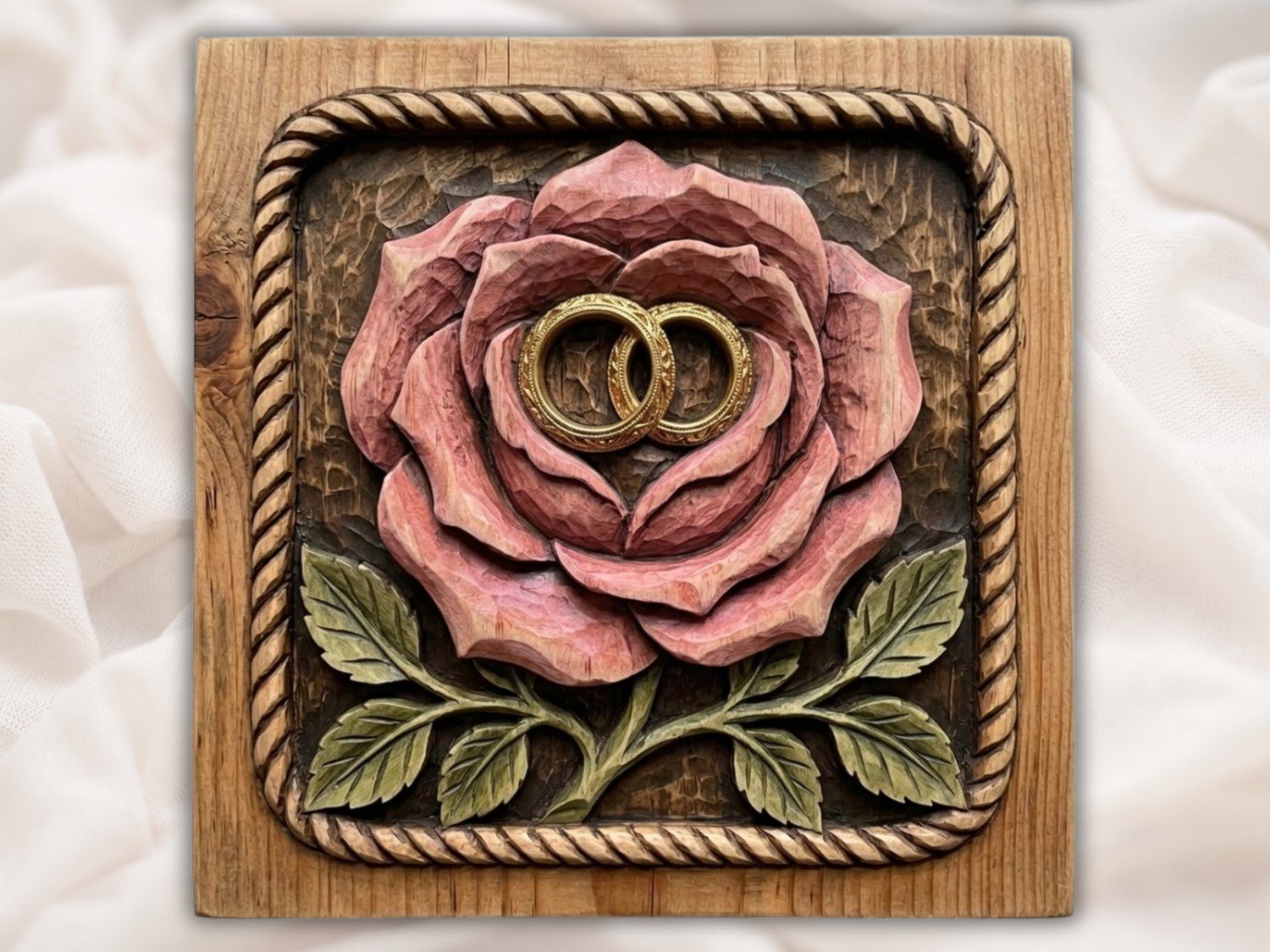 Wedding Anniversary Rose Wall Art bas-relief STL — view 2