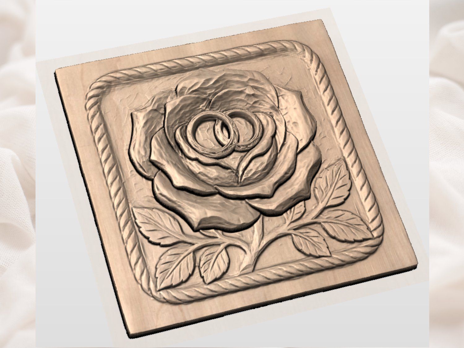 Wedding Anniversary Rose Wall Art bas-relief STL — view 3