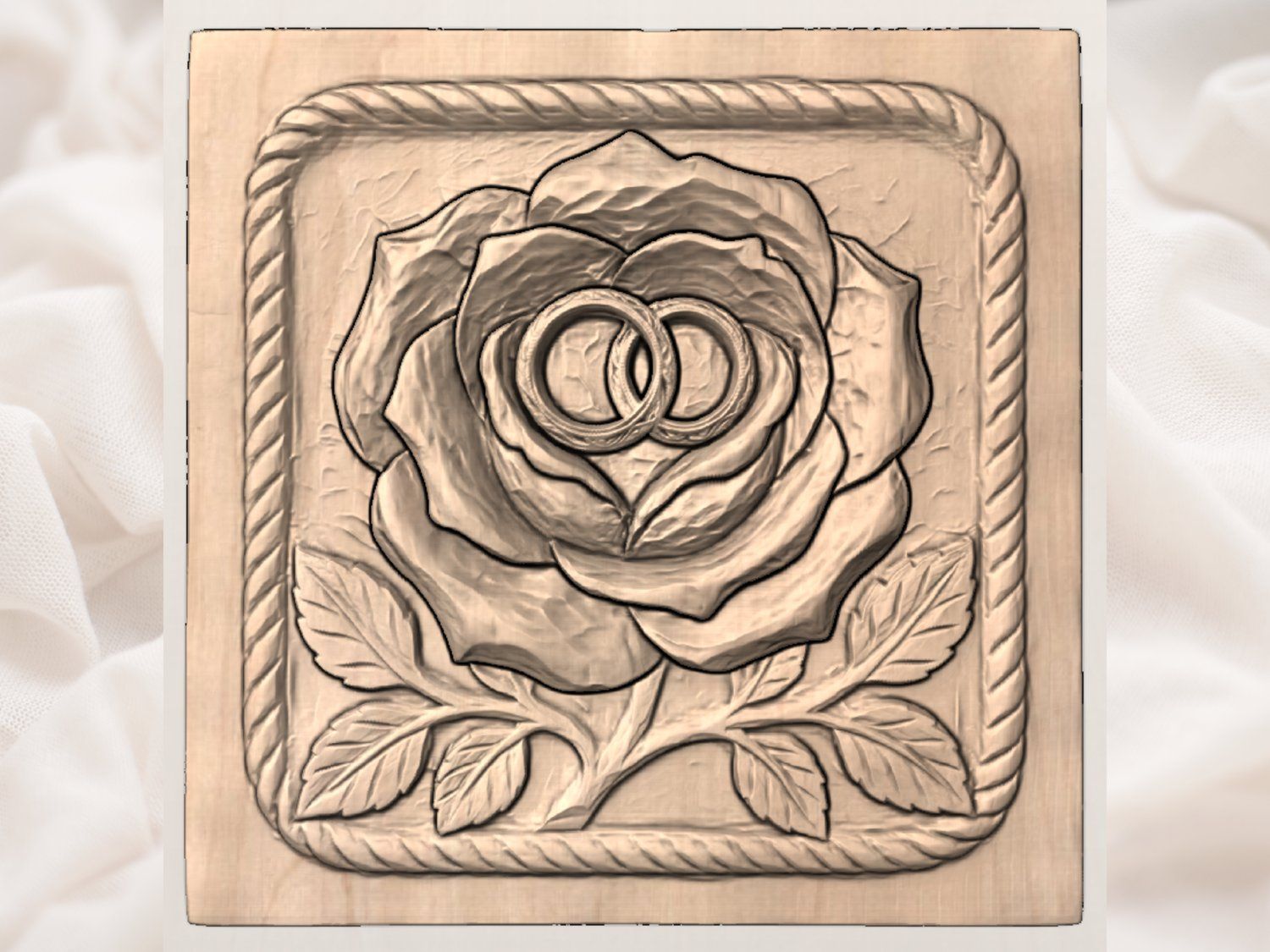 Wedding Anniversary Rose Wall Art bas-relief STL — view 4