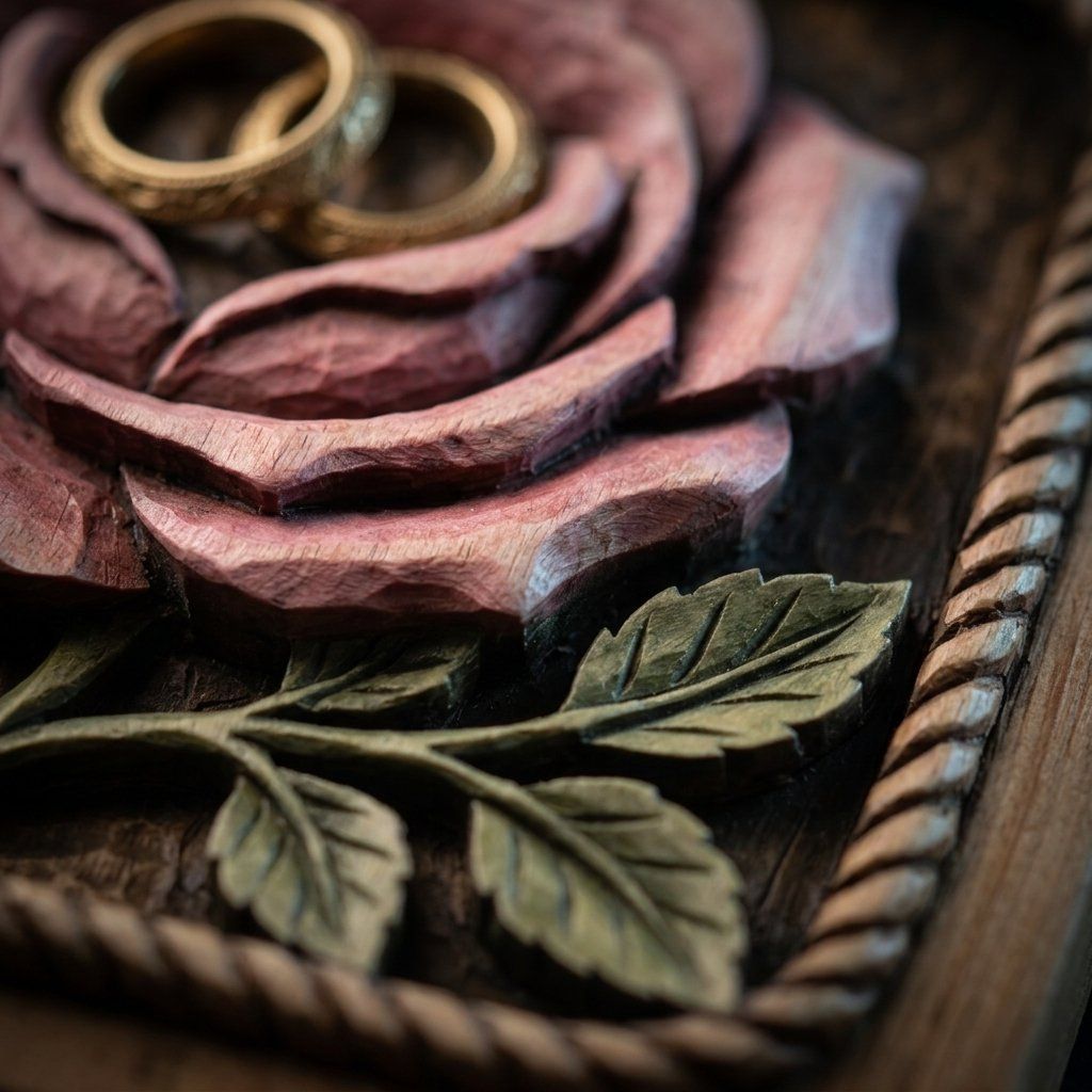 Wedding Anniversary Rose Wall Art bas-relief STL — view 5