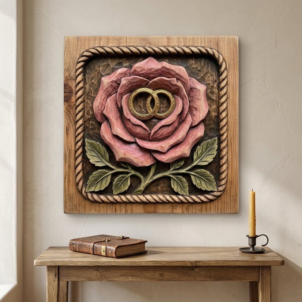 Wedding Anniversary Rose Wall Art bas-relief STL — view 6