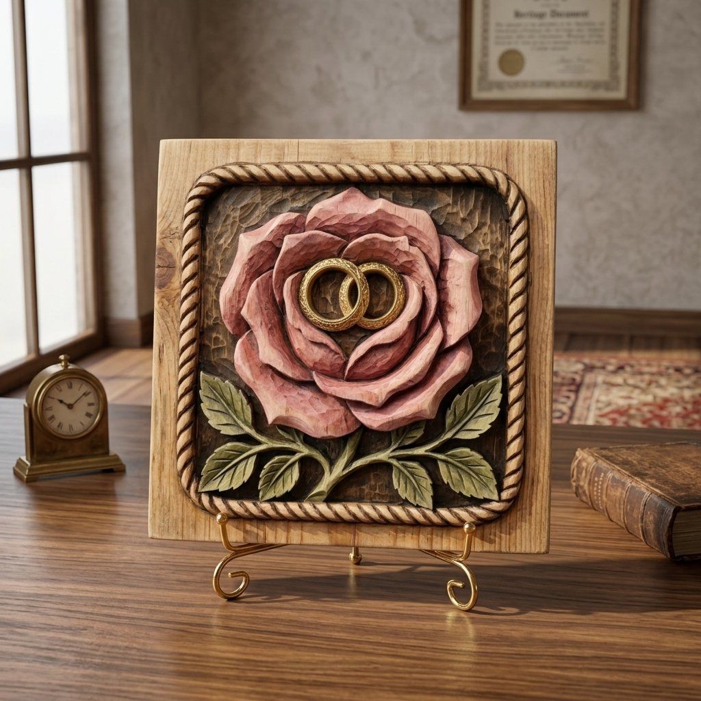 Wedding Anniversary Rose Wall Art bas-relief STL — view 7