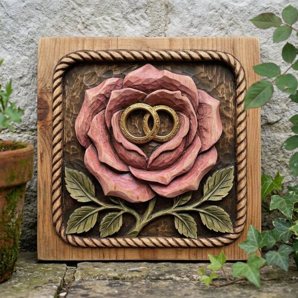 Wedding Anniversary Rose Wall Art bas-relief STL — view 8