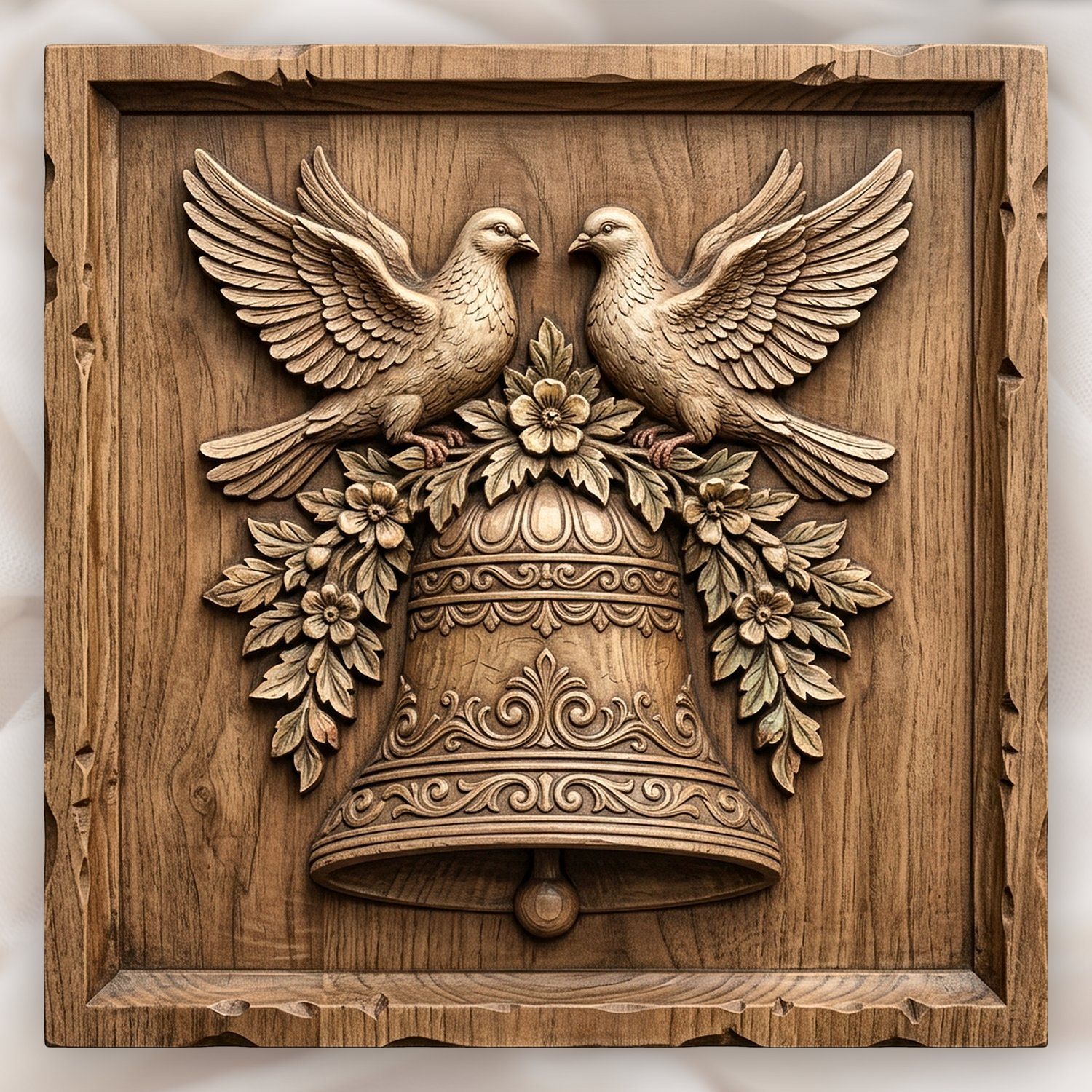 Wedding Bell Peace Doves CNC Relief STL bas-relief STL design