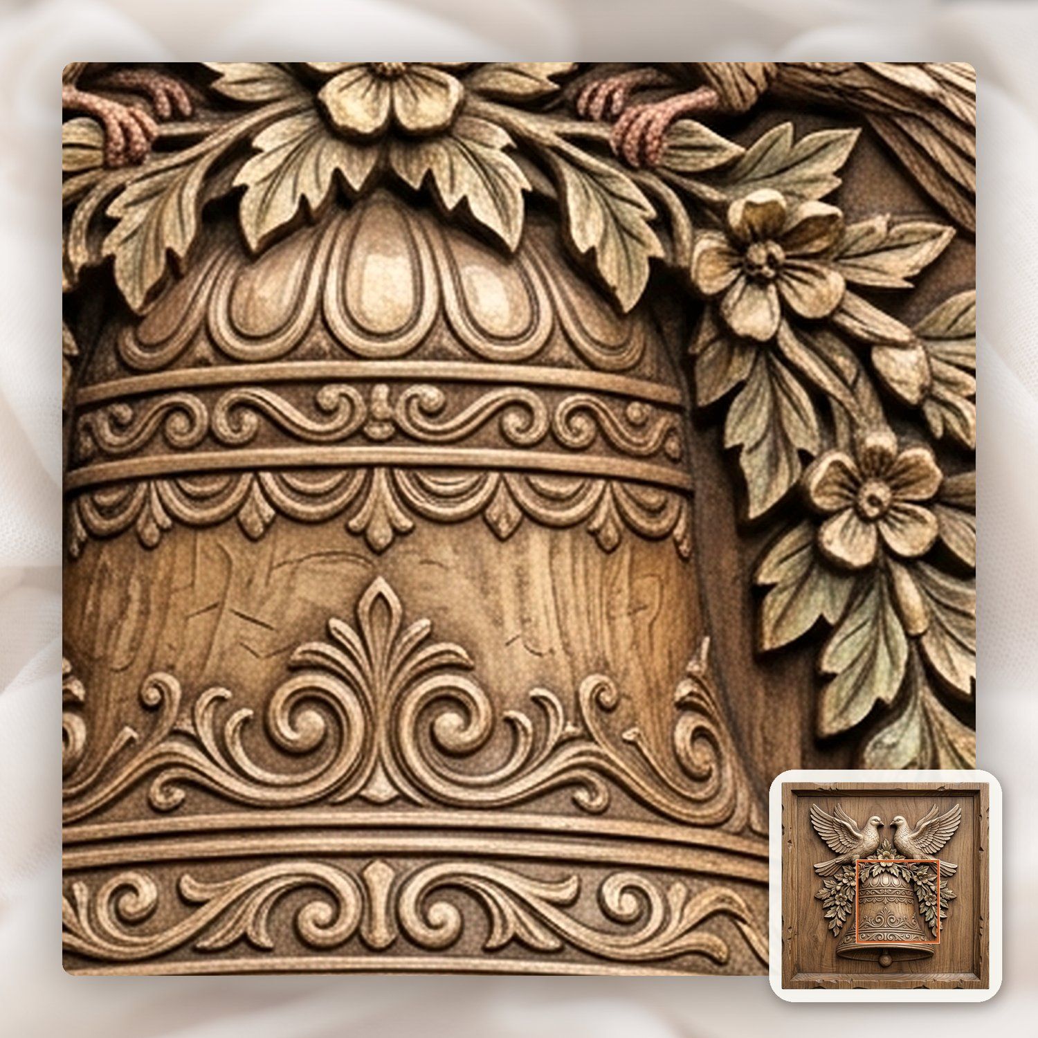 Wedding Bell Peace Doves CNC Relief STL bas-relief STL — view 11