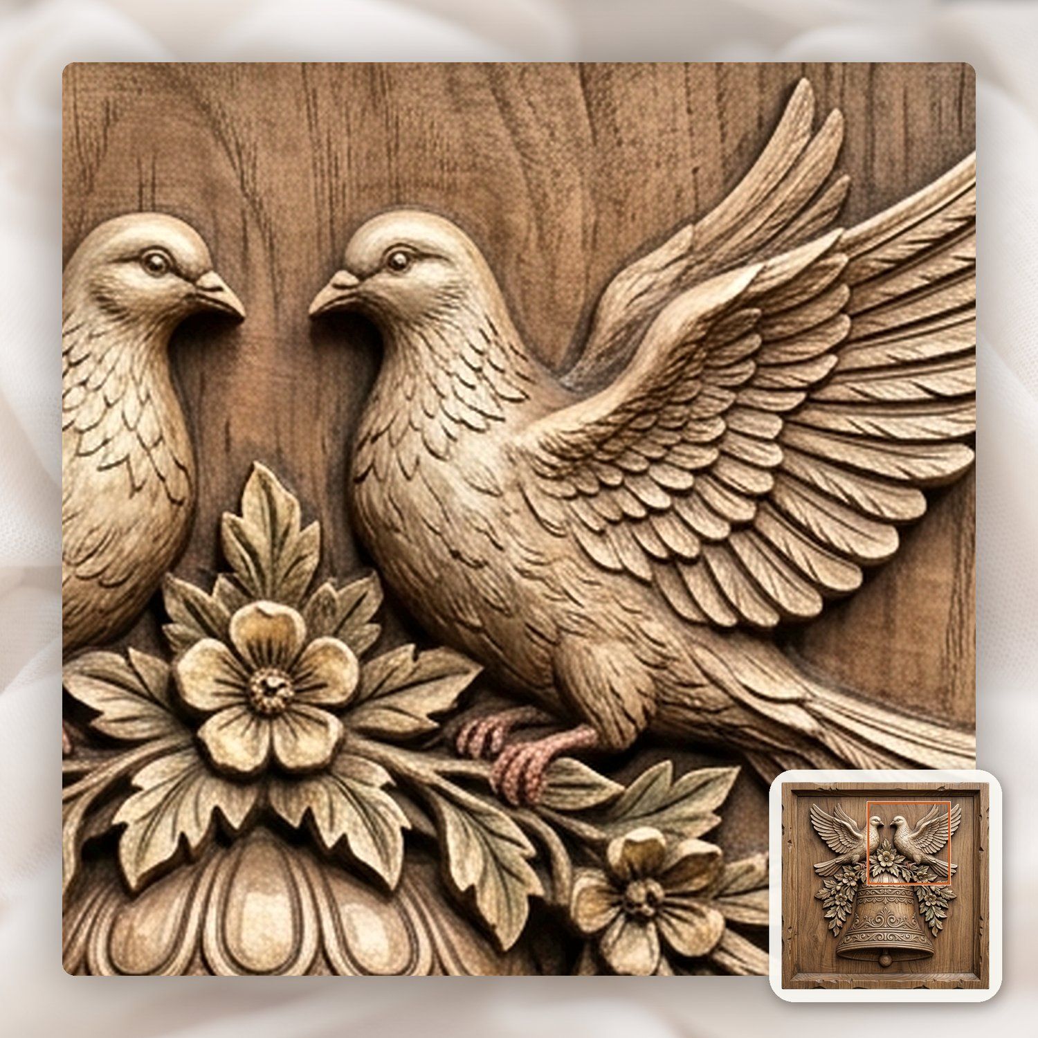 Wedding Bell Peace Doves CNC Relief STL bas-relief STL — view 12