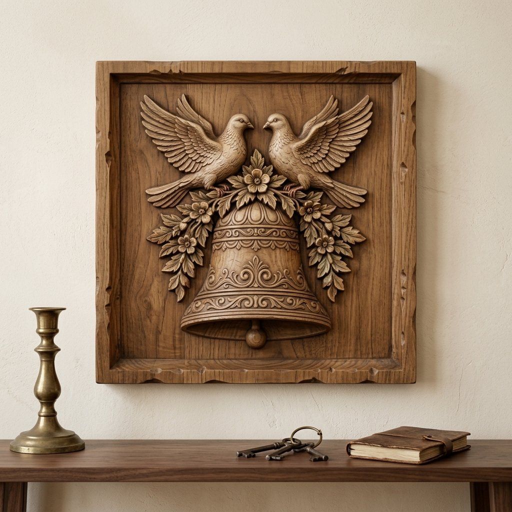 Wedding Bell Peace Doves CNC Relief STL bas-relief STL — view 13