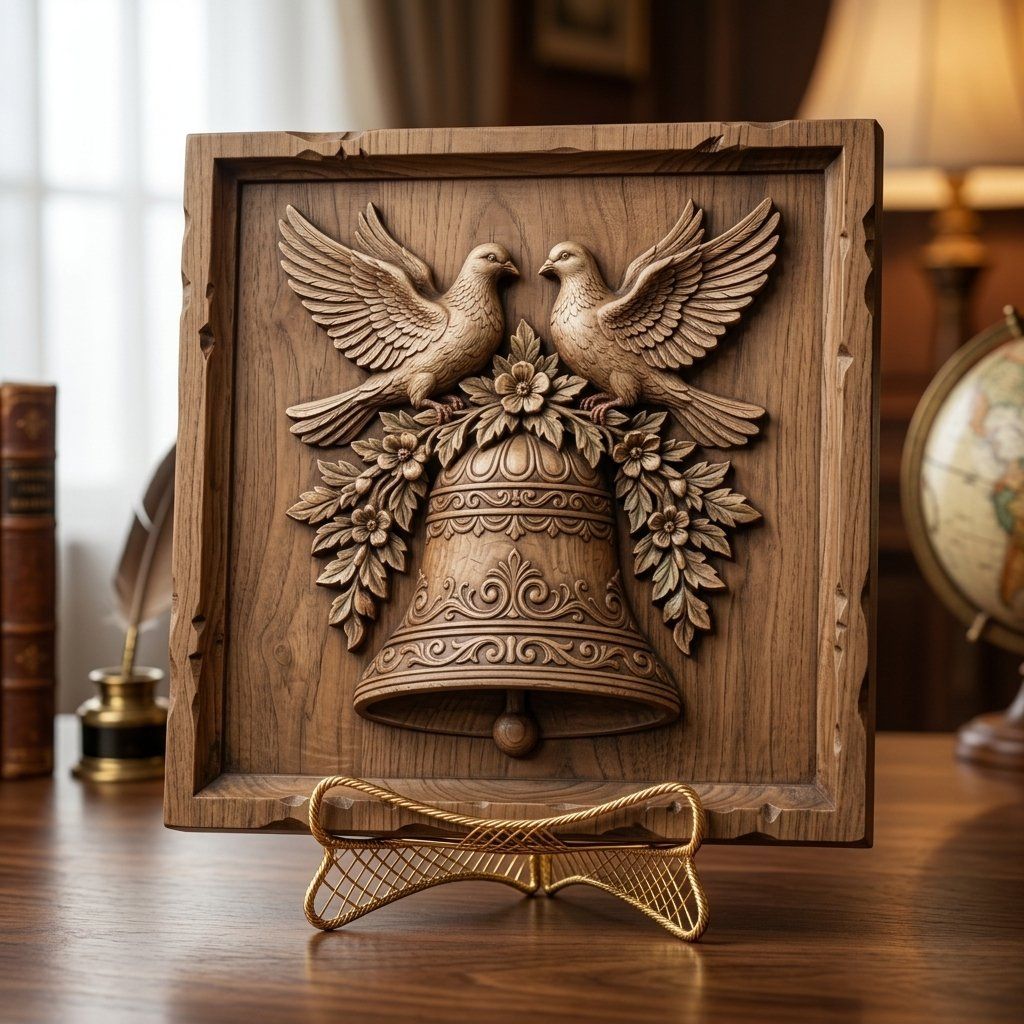 Wedding Bell Peace Doves CNC Relief STL bas-relief STL — view 5
