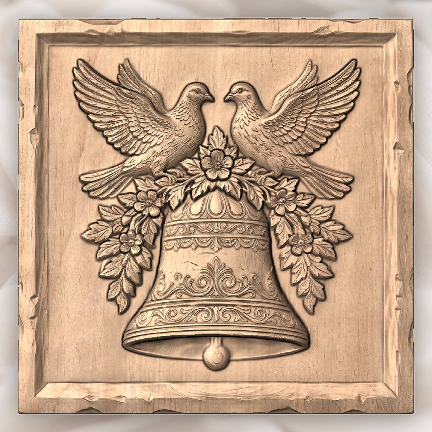 Wedding Bell Peace Doves CNC Relief STL bas-relief STL — view 3