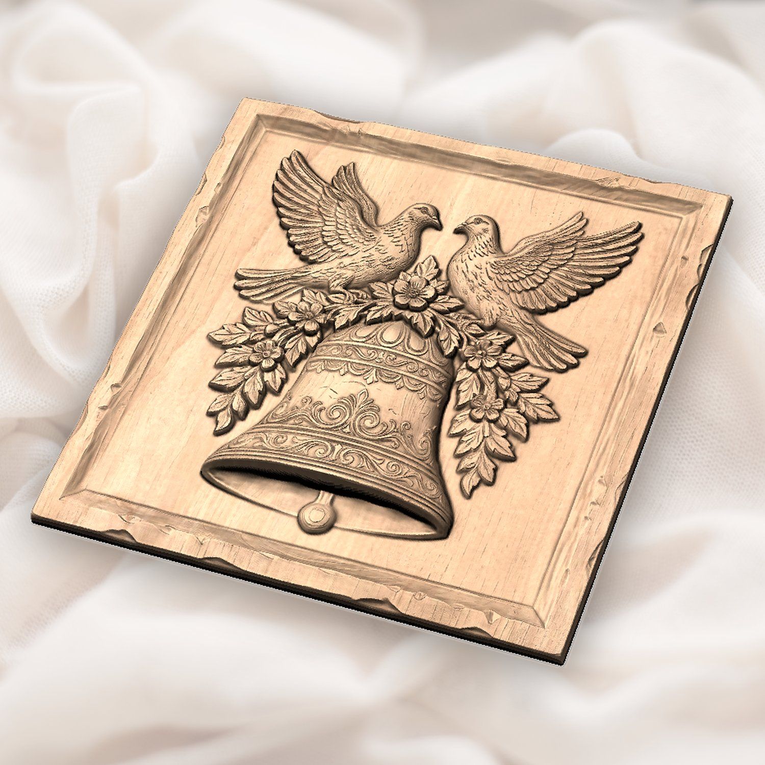 Wedding Bell Peace Doves CNC Relief STL bas-relief STL — view 4
