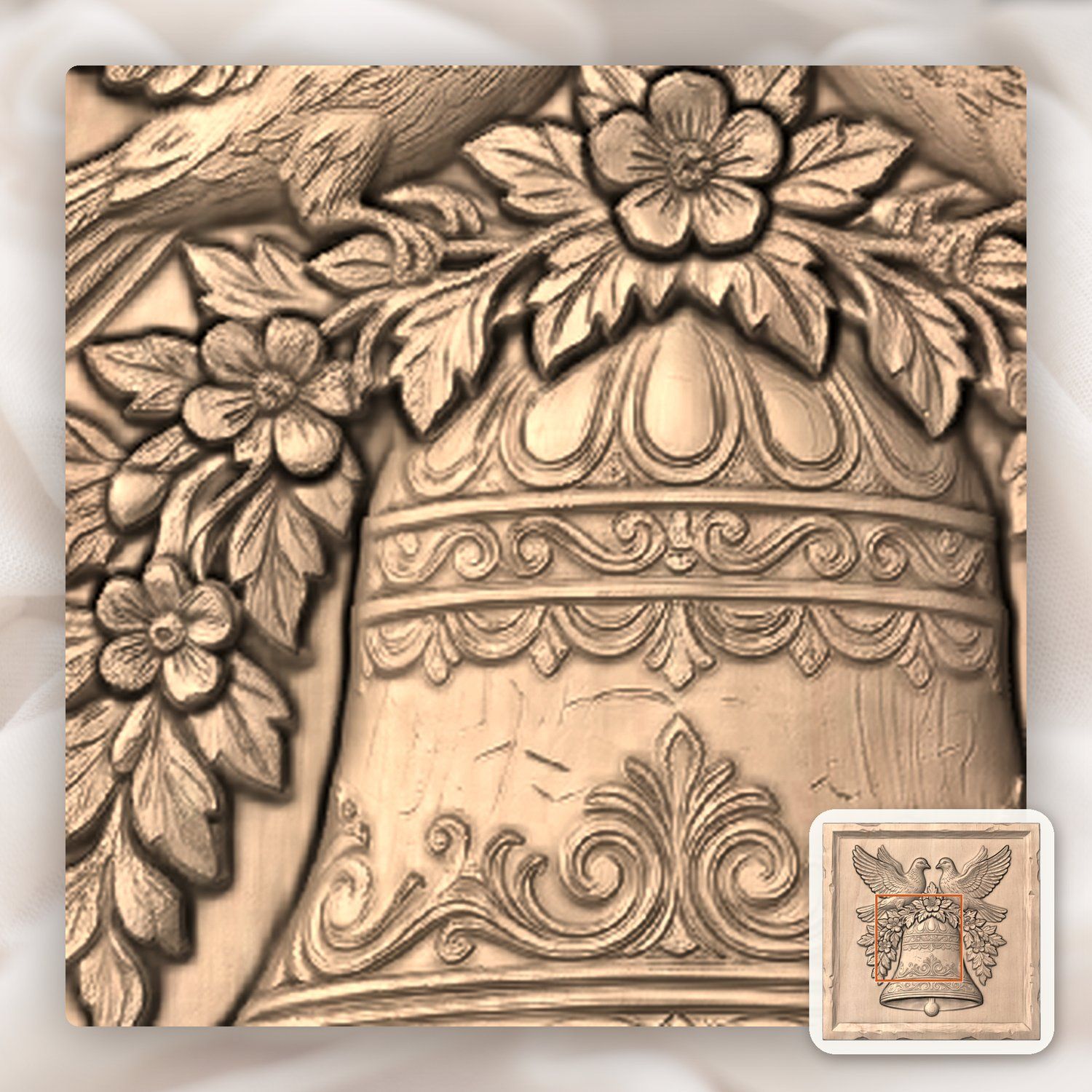 Wedding Bell Peace Doves CNC Relief STL bas-relief STL — view 7