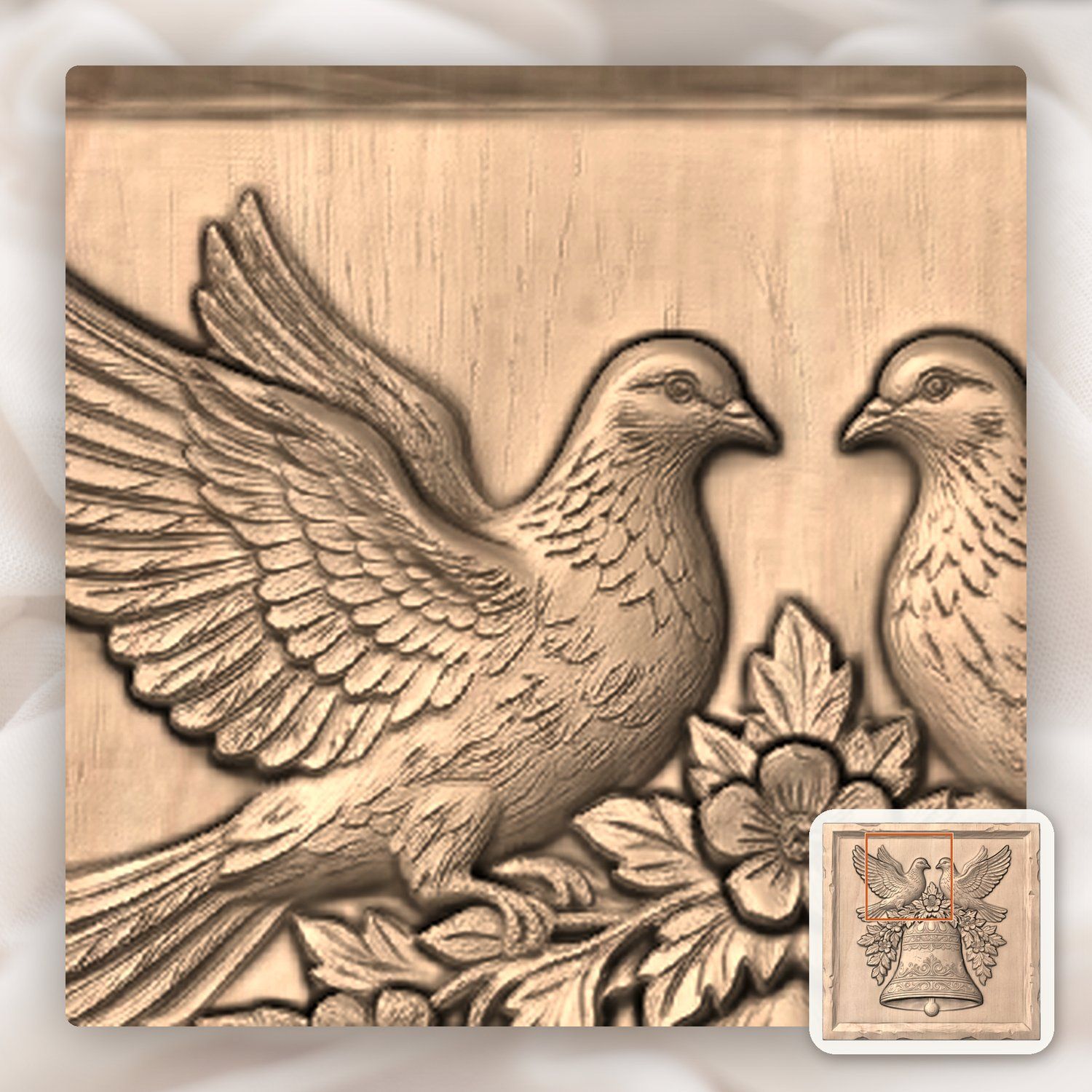 Wedding Bell Peace Doves CNC Relief STL bas-relief STL — view 8