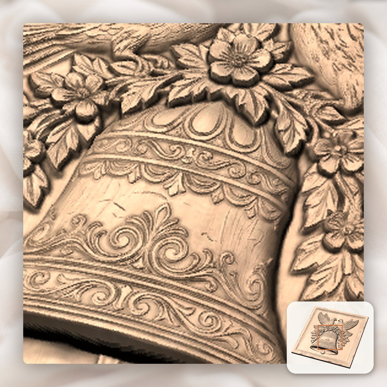 Wedding Bell Peace Doves CNC Relief STL bas-relief STL — view 9