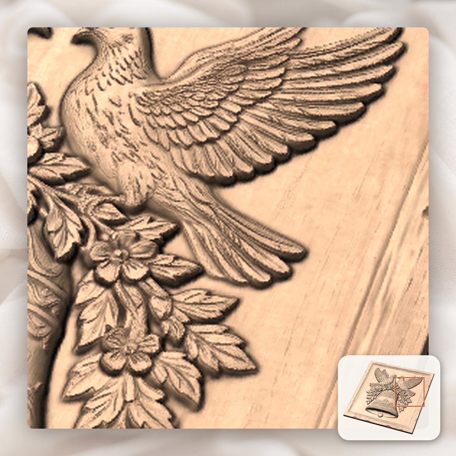 Wedding Bell Peace Doves CNC Relief STL bas-relief STL — view 10