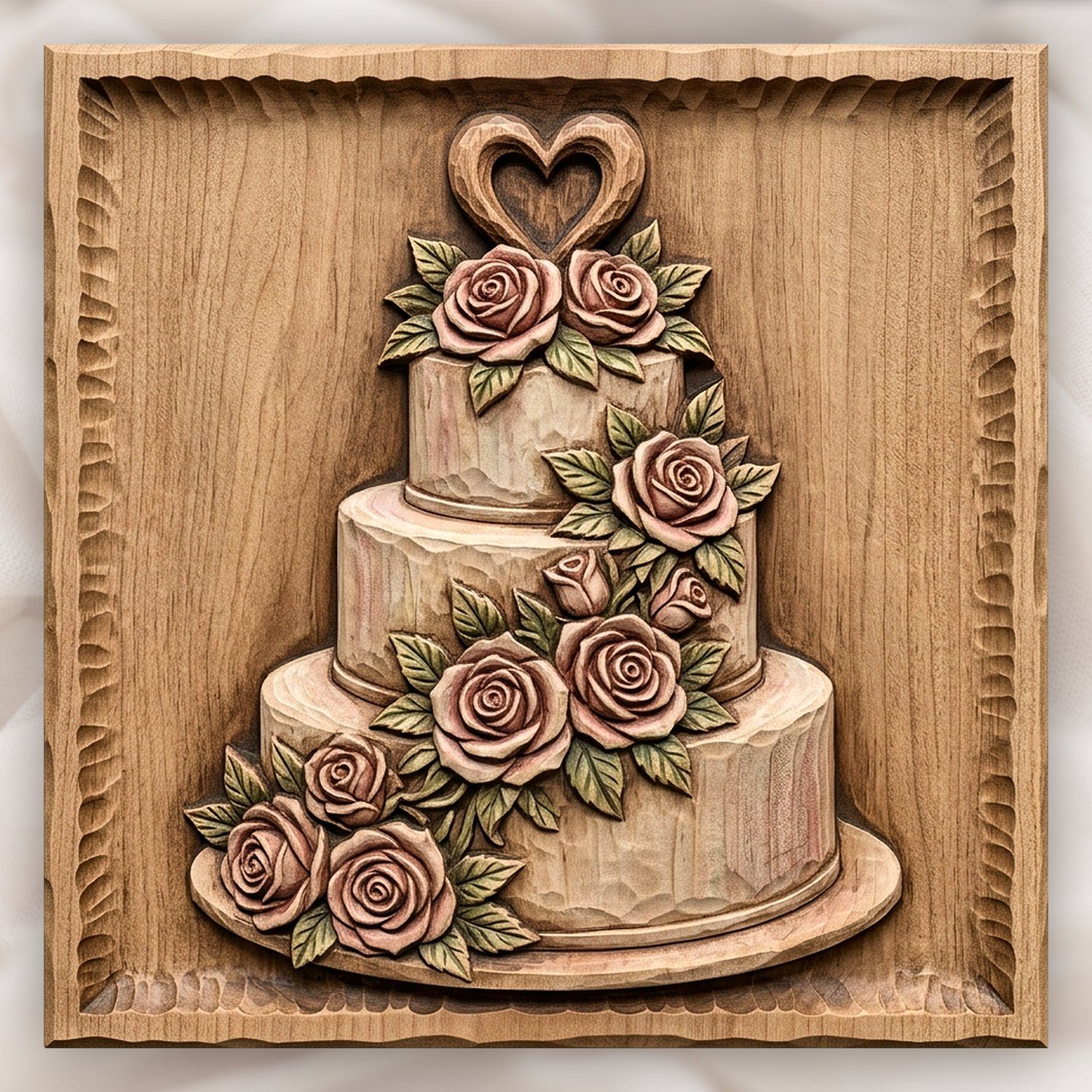Wedding Cake With Roses CNC Relief STL bas-relief STL design