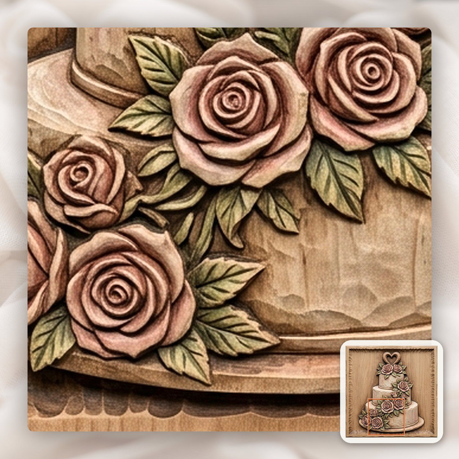 Wedding Cake With Roses CNC Relief STL bas-relief STL — view 12
