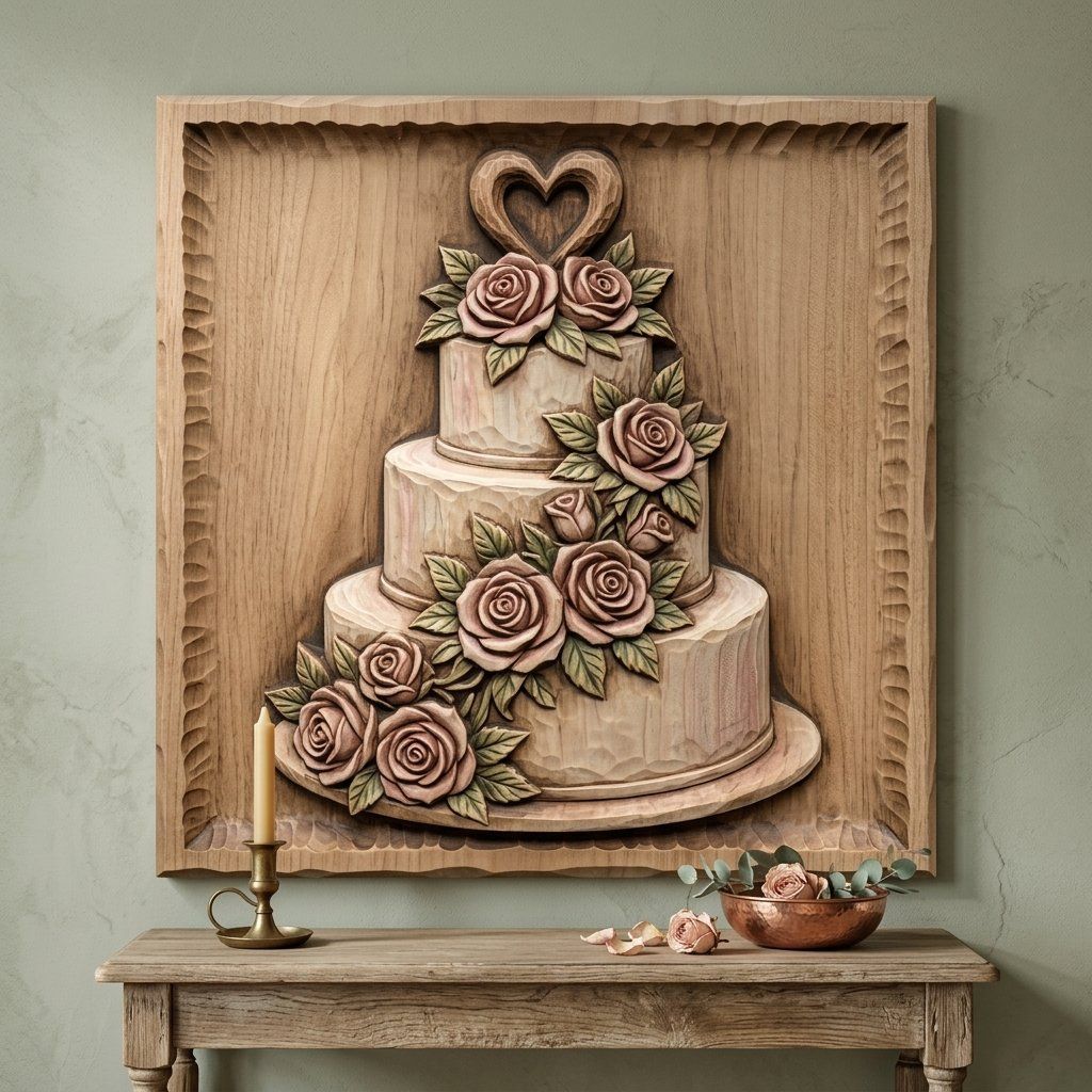 Wedding Cake With Roses CNC Relief STL bas-relief STL — view 13