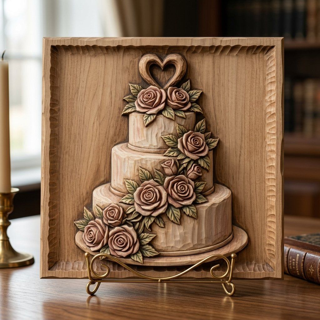 Wedding Cake With Roses CNC Relief STL bas-relief STL — view 4