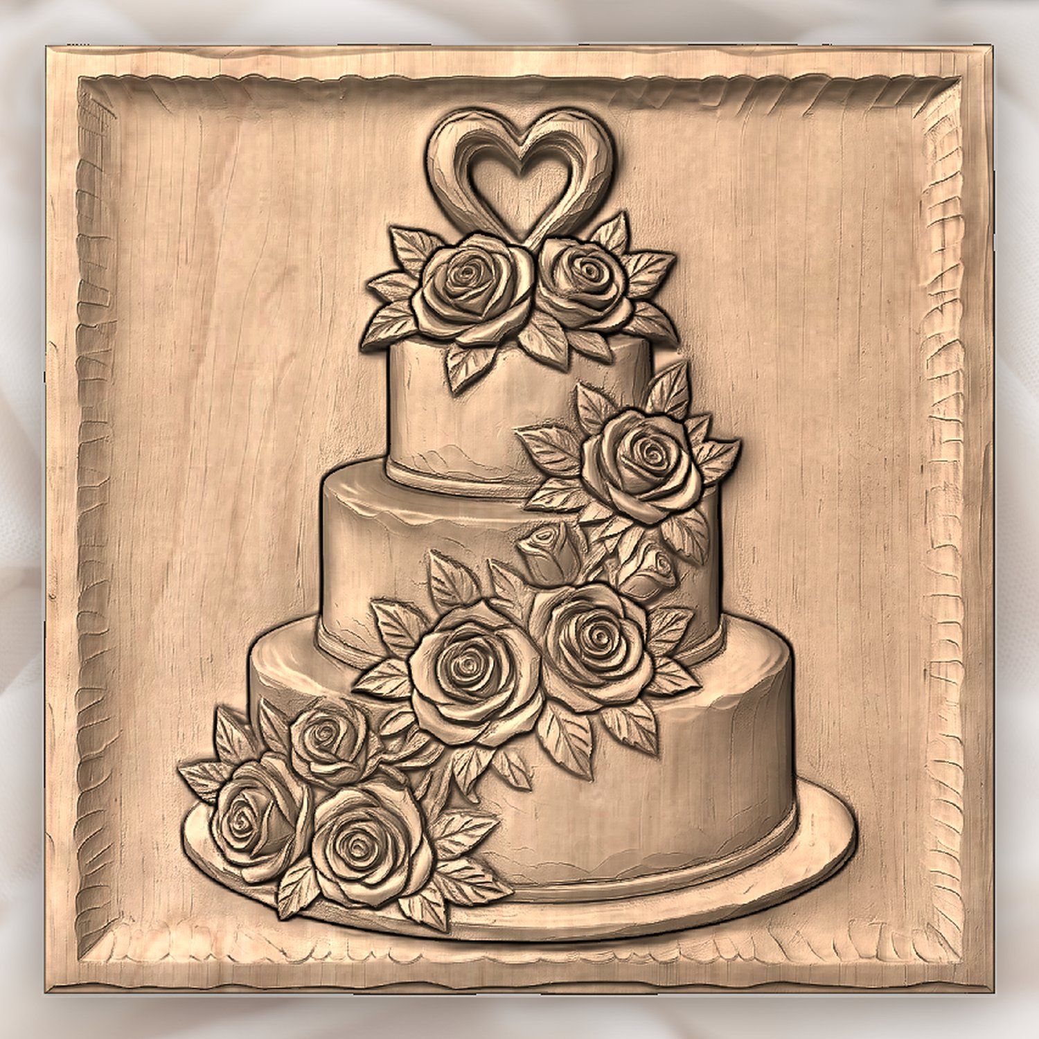 Wedding Cake With Roses CNC Relief STL bas-relief STL — view 3