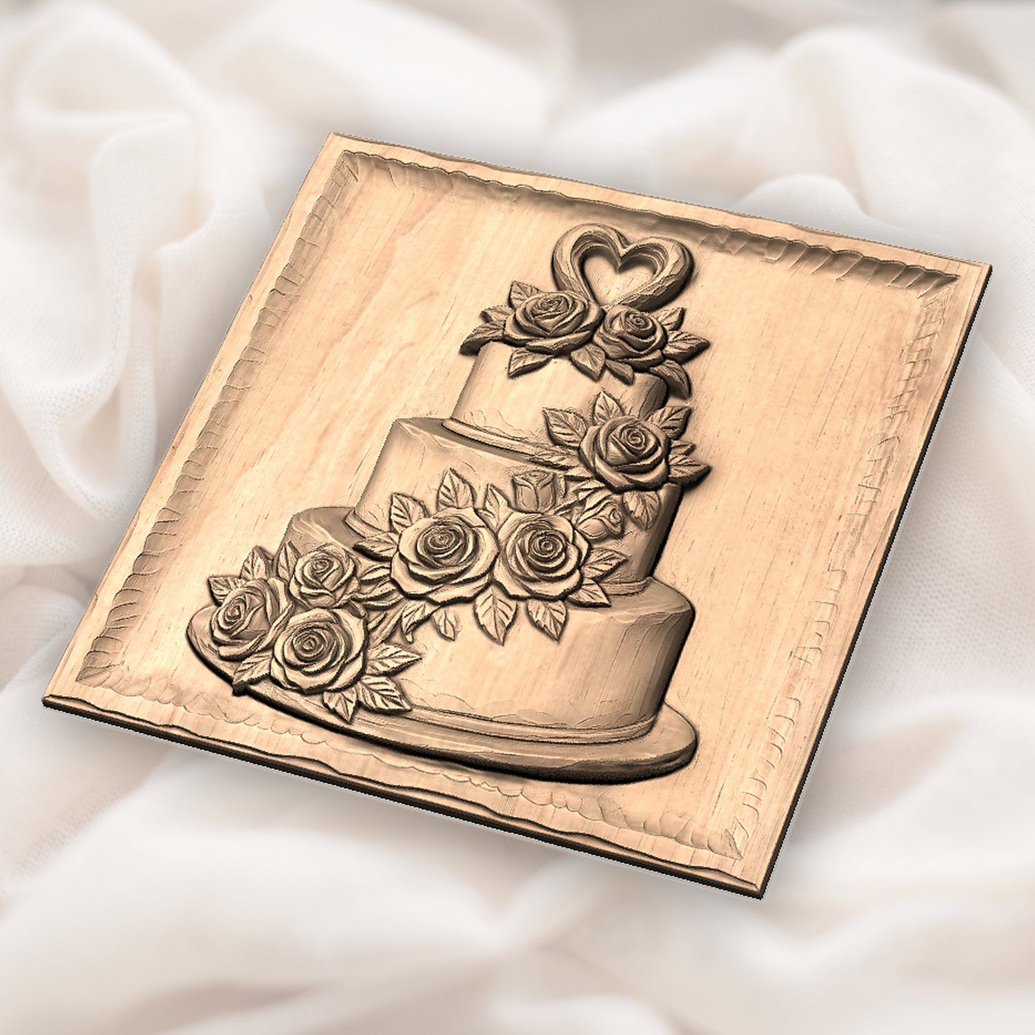 Wedding Cake With Roses CNC Relief STL bas-relief STL — view 5