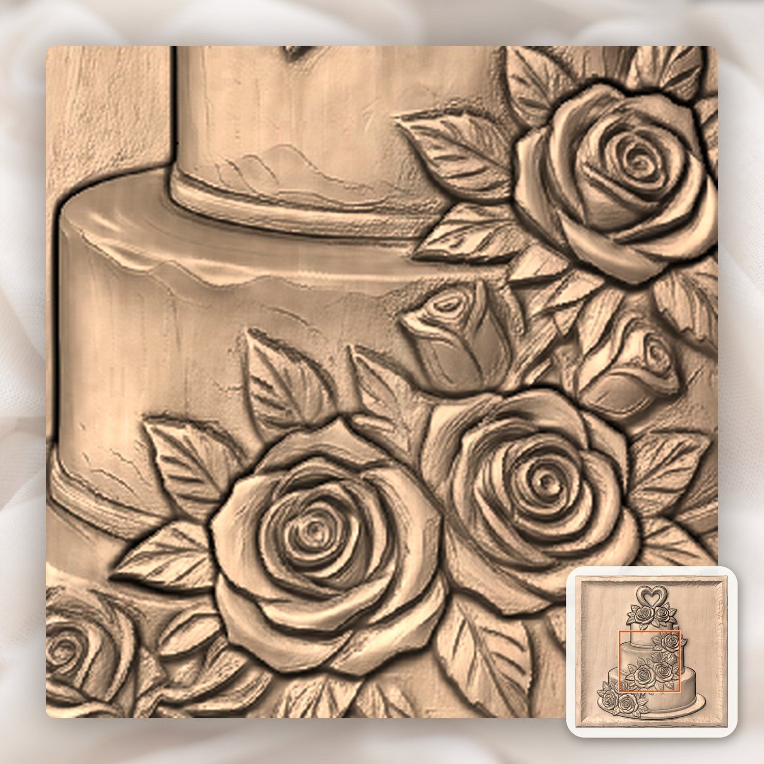 Wedding Cake With Roses CNC Relief STL bas-relief STL — view 7