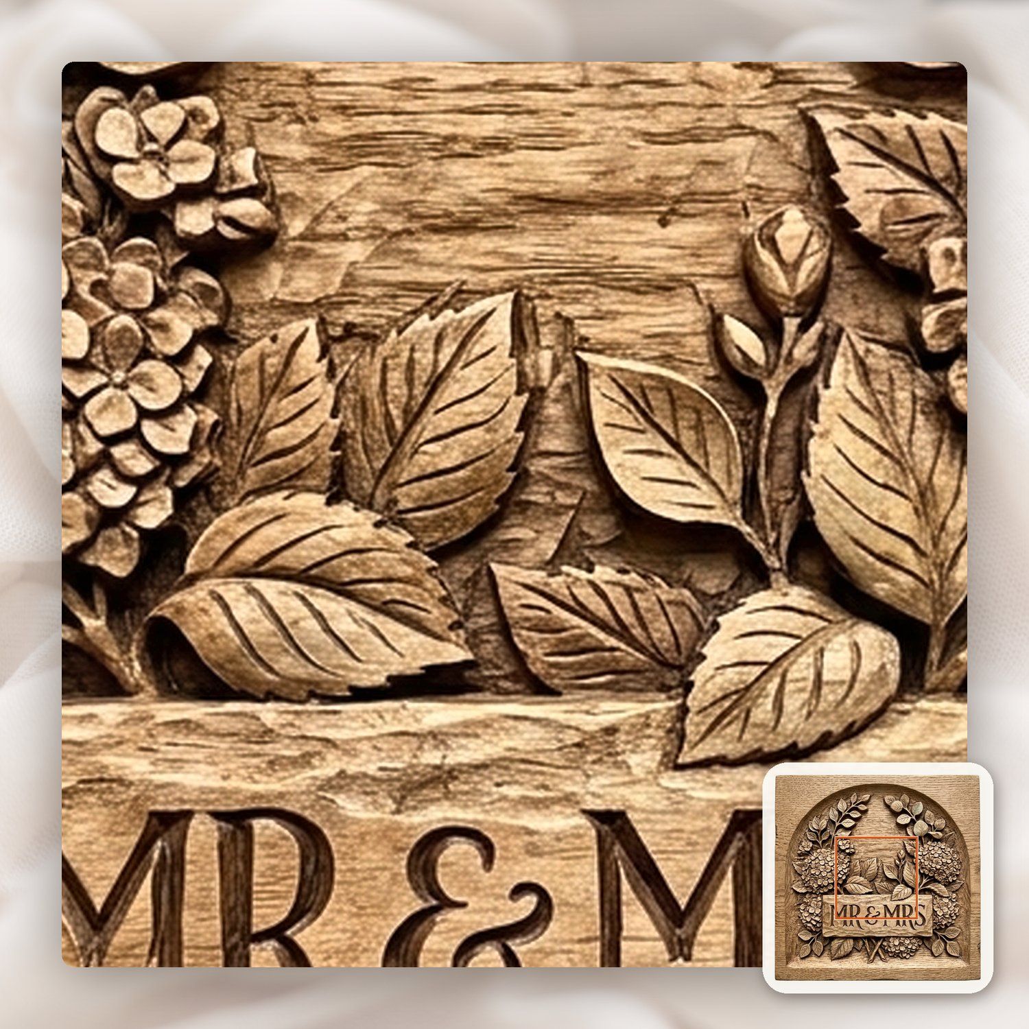 Wedding Hydrangea Anniversary Sign CNC Relief STL bas-relief STL — view 12