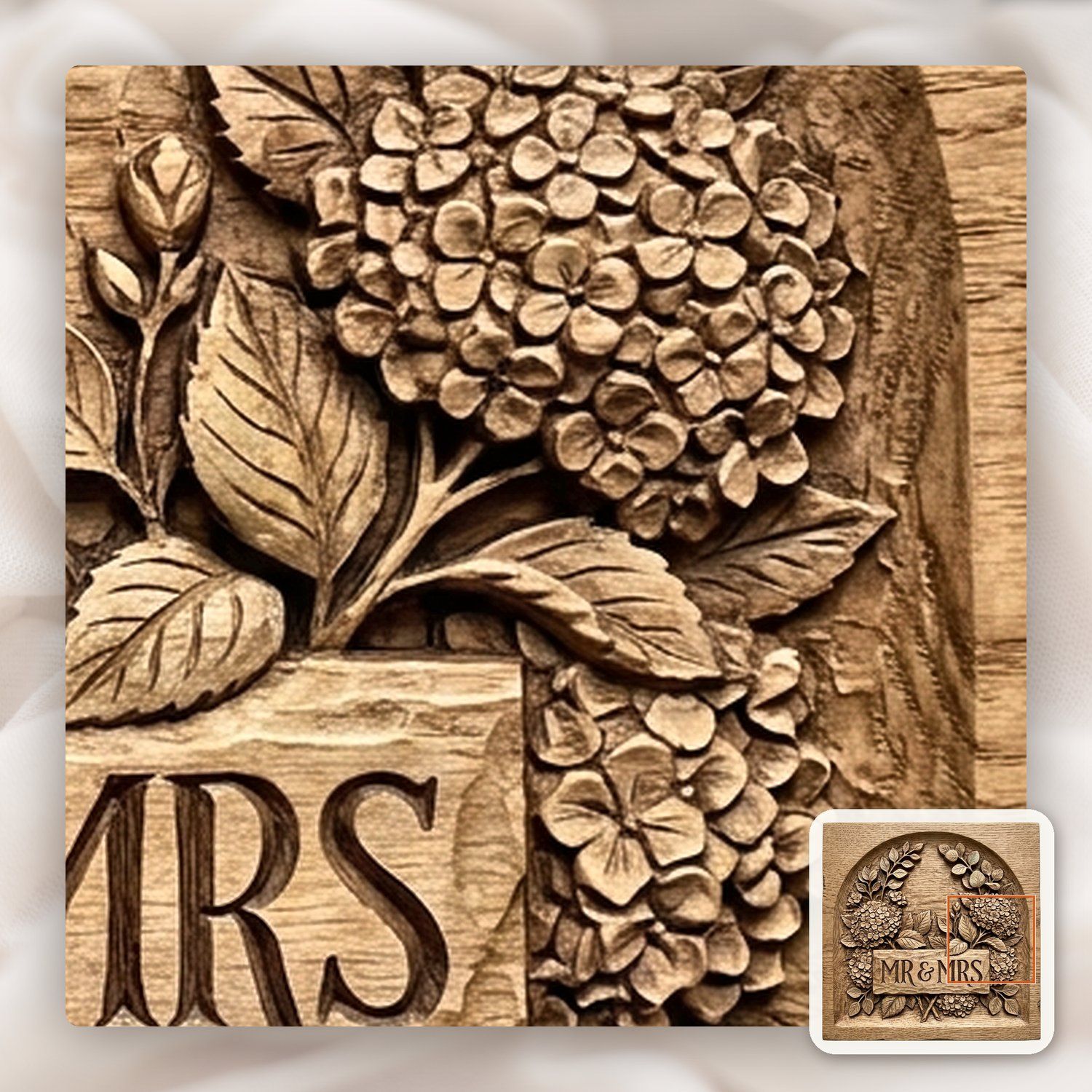 Wedding Hydrangea Anniversary Sign CNC Relief STL bas-relief STL — view 13