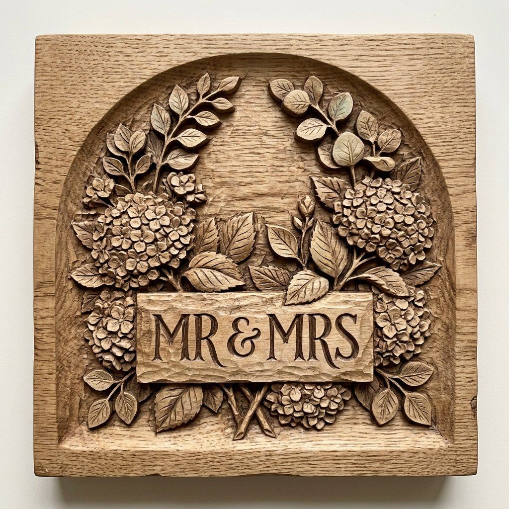 Wedding Hydrangea Anniversary Sign CNC Relief STL bas-relief STL — view 10