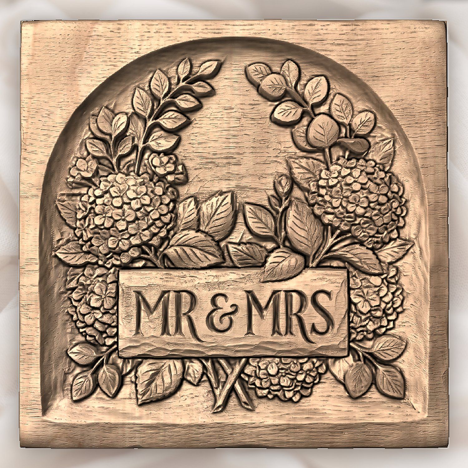 Wedding Hydrangea Anniversary Sign CNC Relief STL bas-relief STL — view 4