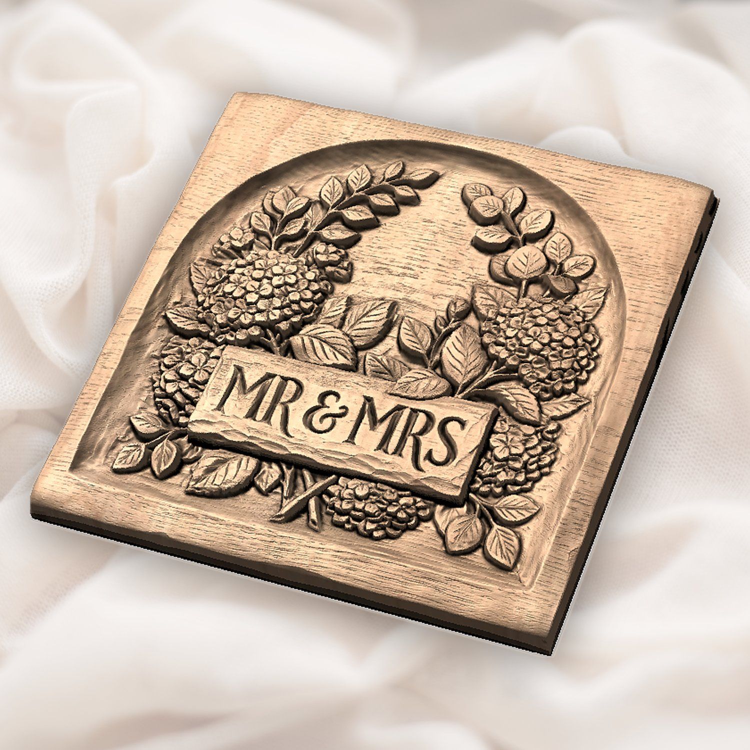 Wedding Hydrangea Anniversary Sign CNC Relief STL bas-relief STL — view 5