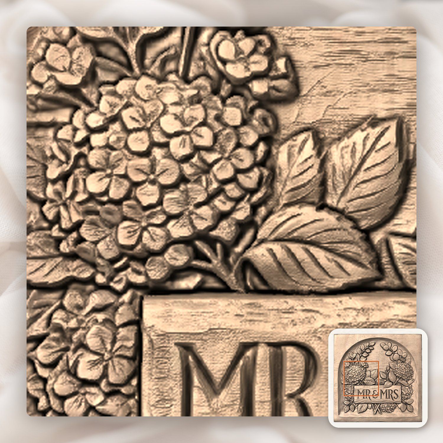 Wedding Hydrangea Anniversary Sign CNC Relief STL bas-relief STL — view 7