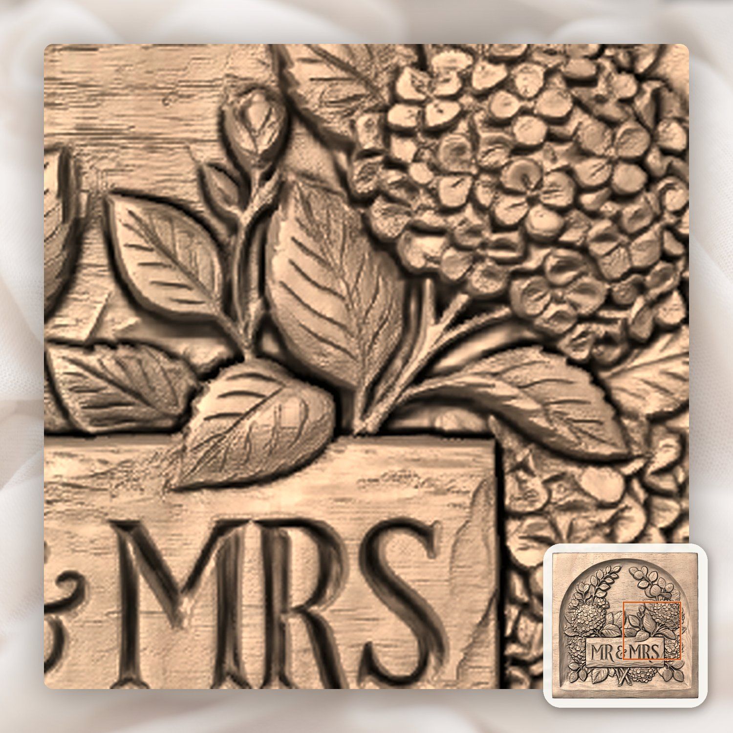 Wedding Hydrangea Anniversary Sign CNC Relief STL bas-relief STL — view 8