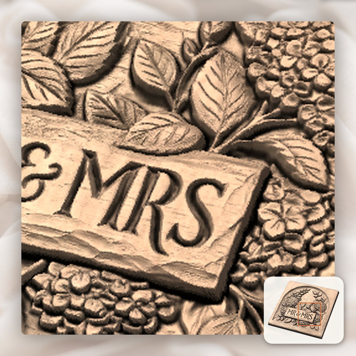 Wedding Hydrangea Anniversary Sign CNC Relief STL bas-relief STL — view 9