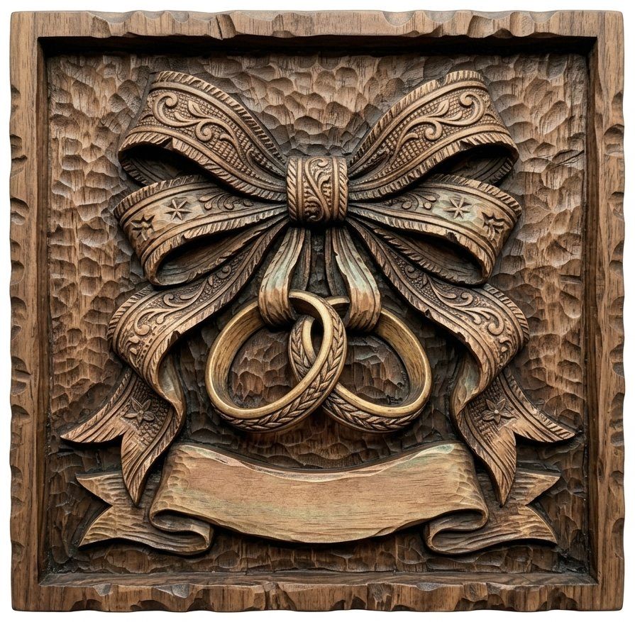 Wedding Rings Bow Scroll CNC Relief STL bas-relief STL — view 2